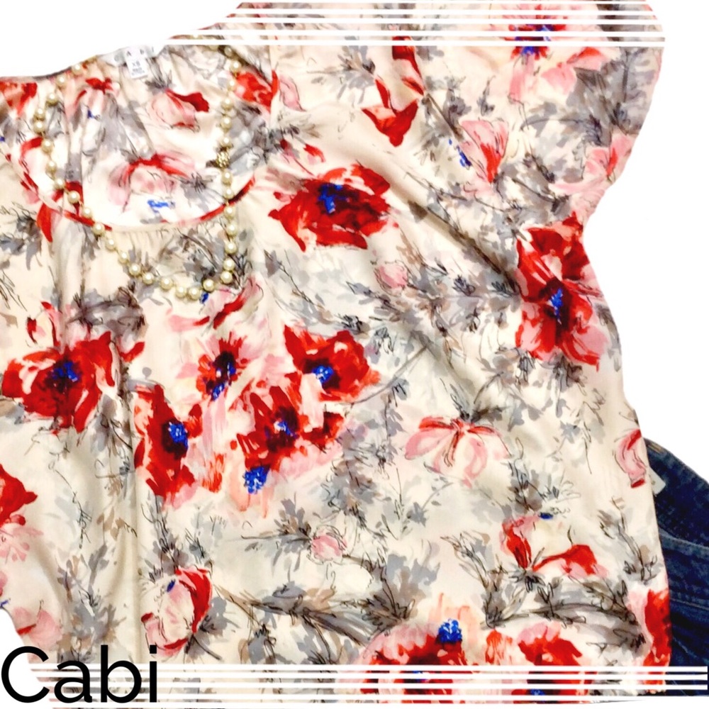 🌺Cabi XS Silk Floral dolman top EUC🌺